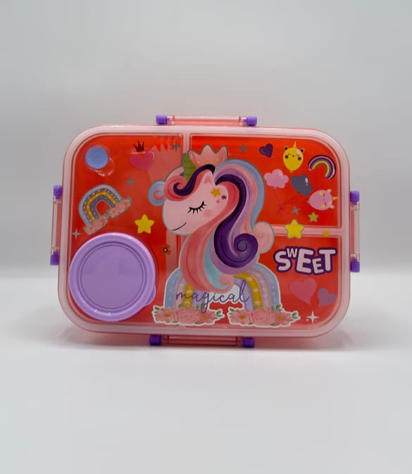 Kids Unicorn Lunch Box with Compartments and Spoon