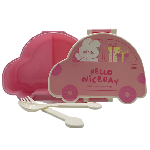 Pink Car-Shaped Lunch Box for Kids
