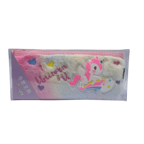 Pink Unicorn Heart Plush Pouch