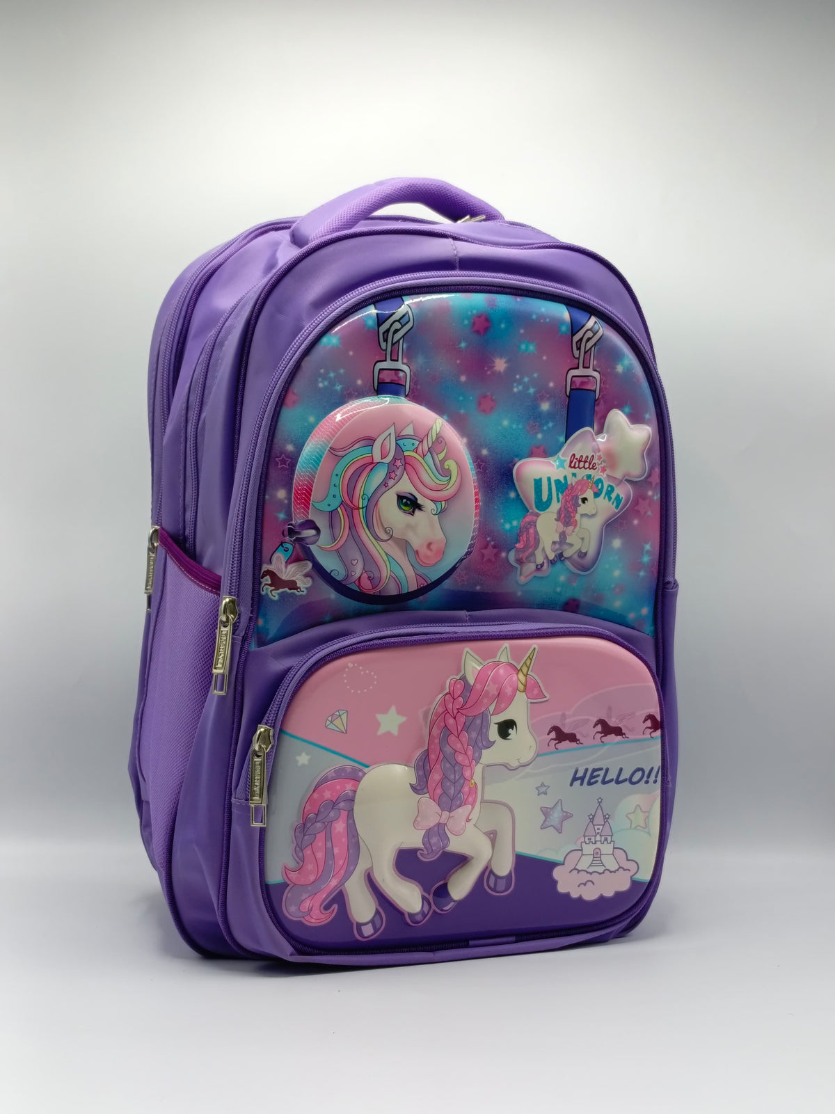Magical Unicorn Backpack for Girls, Stylish & Waterproof Purple School Bag