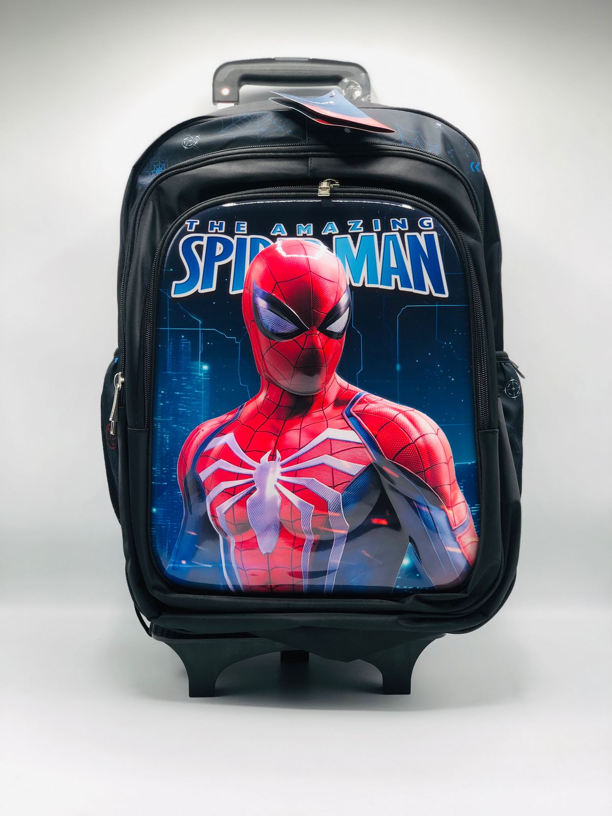 Boys’ Spiderman Trolley Backpack – Rolling School Bag with Handle