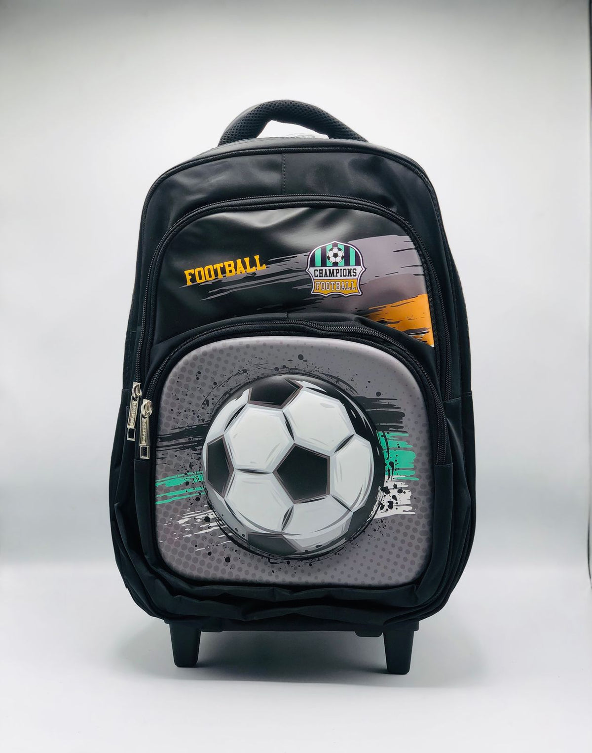 Football Trolley School Bag – Rolling Backpack with Wheels & Adjustable Handle