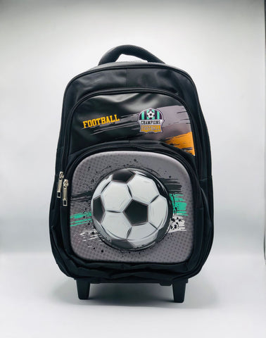 Football Trolley School Bag – Rolling Backpack with Wheels & Adjustable Handle