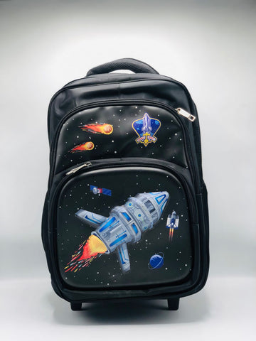 Space Trolley School Bag – Rolling Backpack with Wheels & Adjustable Handle