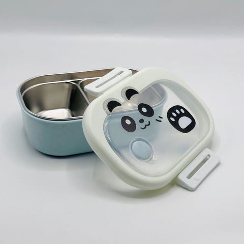 Cute Cartoon Panda 2 Compartments Lunch Box Food Box Stainless Steel with Airtight Lid