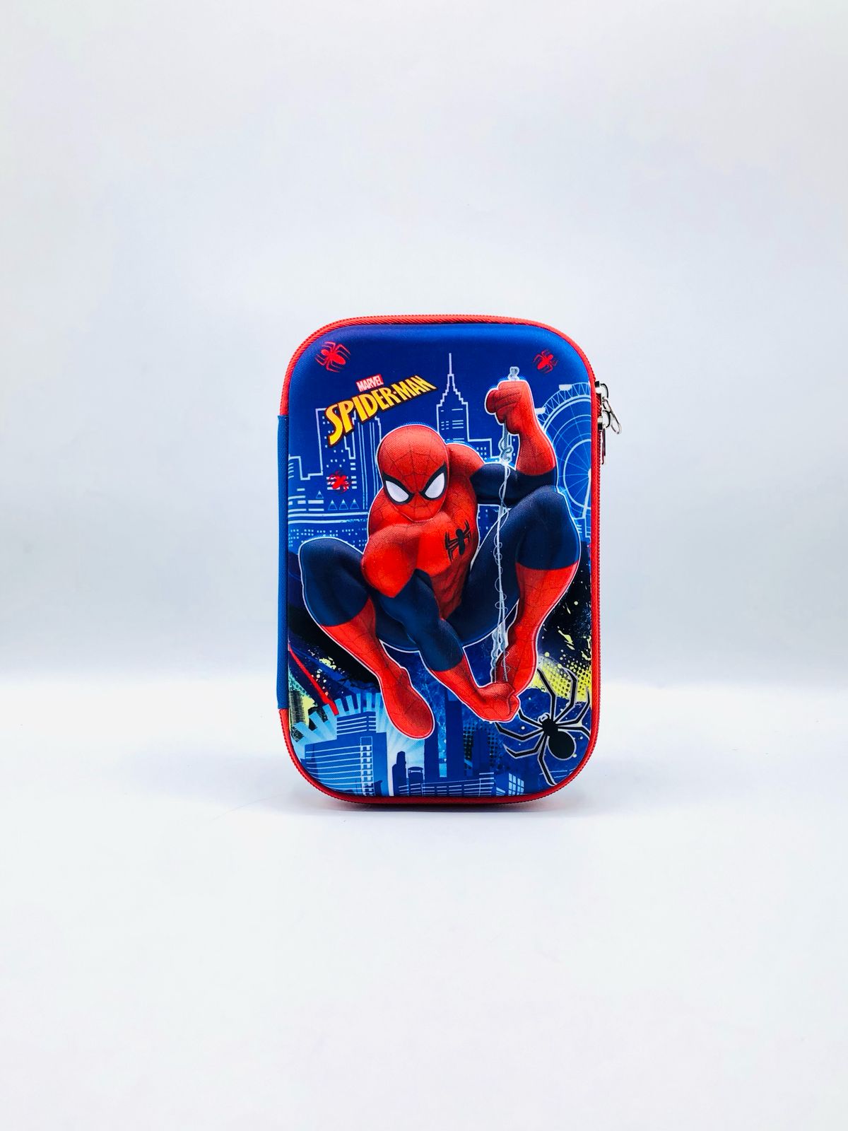 3D Spider-Man Blue Pencil Case – Boys' Hard Shell Stationery Box