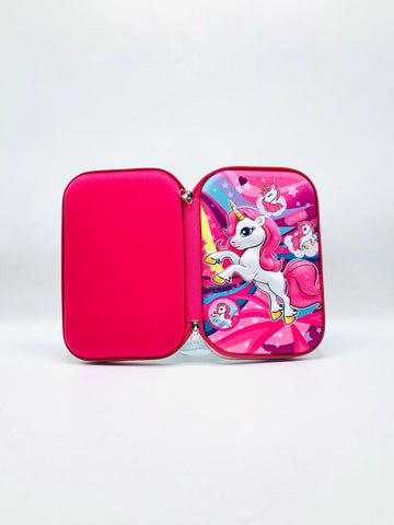 Unicorn 3D Hard Shell Pencil Case – Spacious Fiber Pouch for Girls