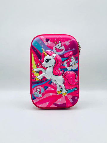 Unicorn 3D Hard Shell Pencil Case – Spacious Fiber Pouch for Girls