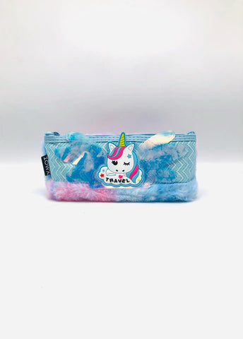 Soft Plush Unicorn Pencil Case – Pink Zipper Pouch for Girls
