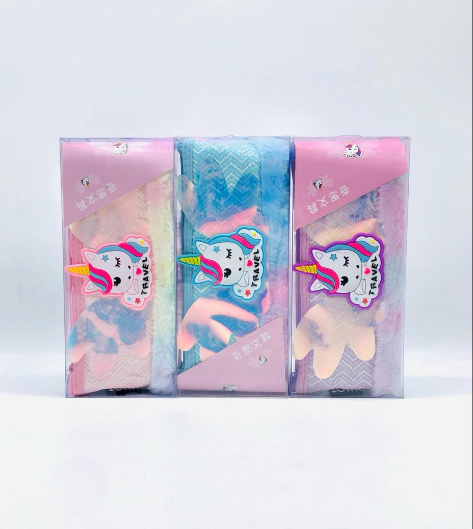 Soft Plush Unicorn Pencil Case – Pink Zipper Pouch for Girls