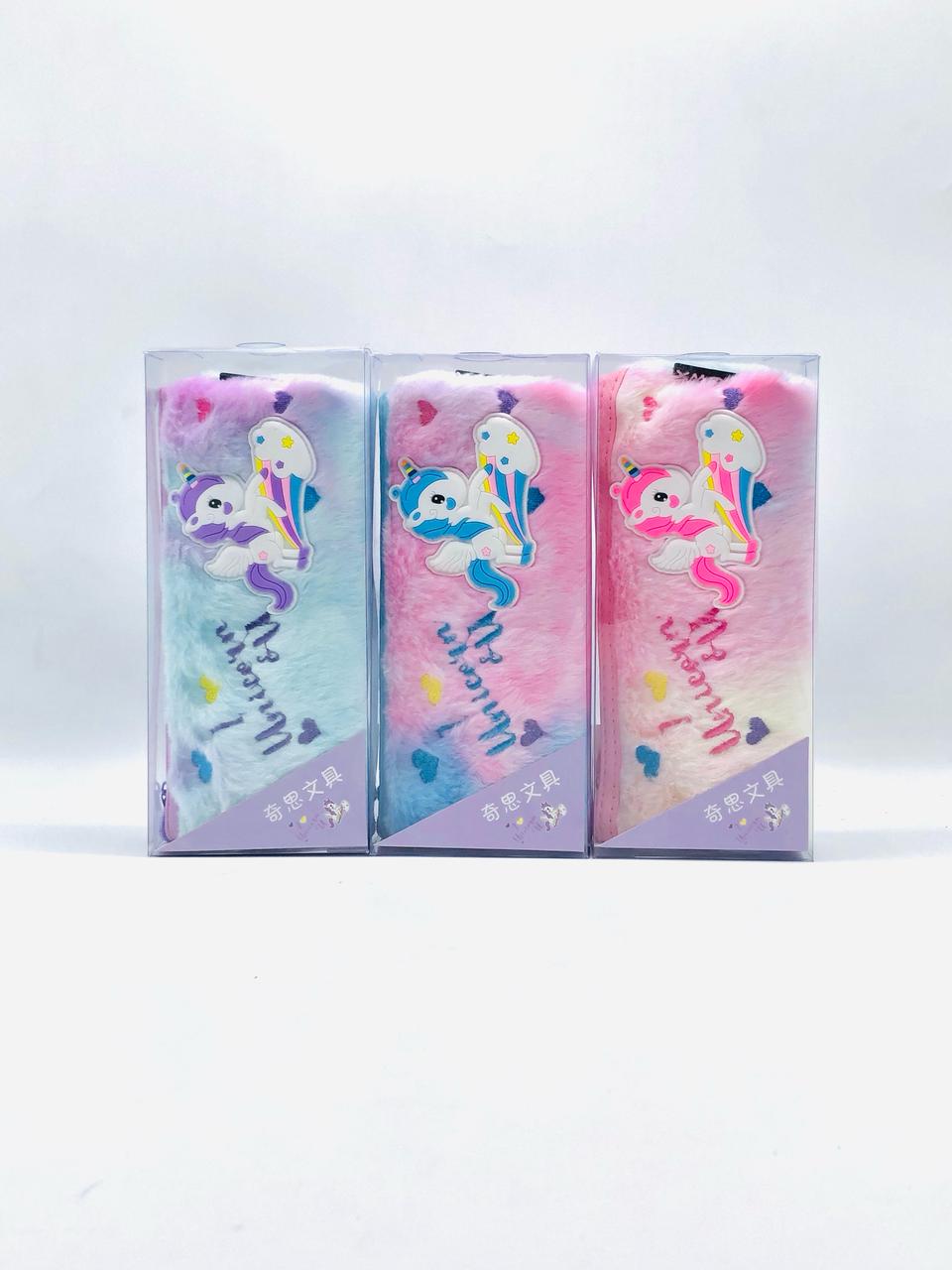 Purple Unicorn Plush Pencil Pouch with Heart – Soft & Cute Stationery Case