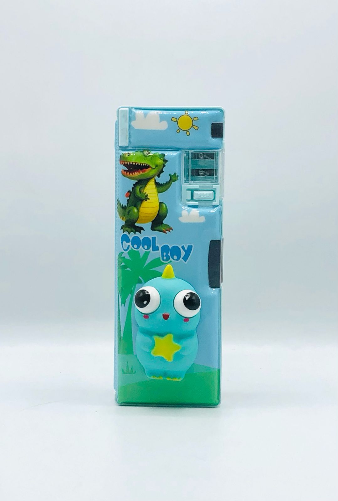 Double‑Sided Dino Silicone Geometry Box with Sharpener