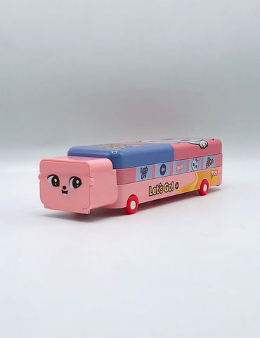 School Bus Steel Geometry Box – With Pen Holders & Number Table