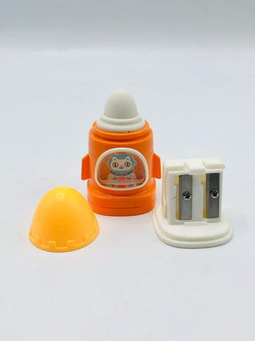 Space Rocket 2in1 Pencil Sharpeners & Eraser – Bright & Kid-Friendly