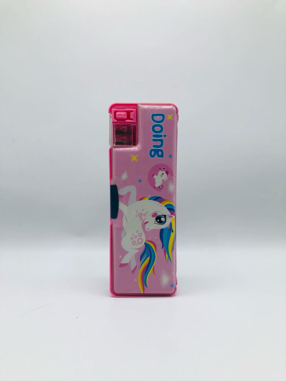 Pink Geometry Box Pink Unicorn Double‑Sided Magnetic Geometry Box with Dual Sharpener ...
