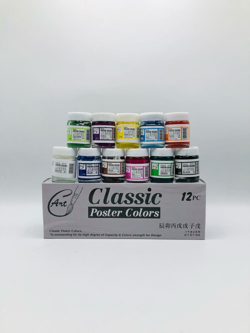 Classic Poster Colors Set – 12 Vibrant Shades for Art Projects