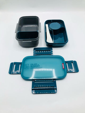 Uissbia Plastic Lunch Box, Good Capacity 2 Compartments, Plastic Leak-Proof Food Container