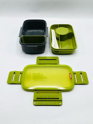 Uissbia Plastic Lunch Box, Good Capacity 2 Compartments, Plastic Leak-Proof Food Container