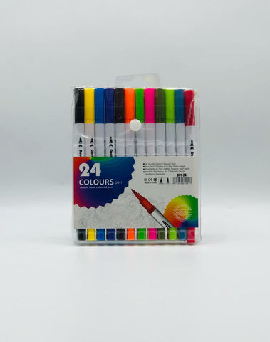 Dual Tip Brush Pen Set – 12 & 24 Colors with Fine and Brush Tips
