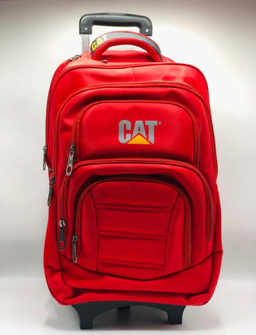 CAT Red Trolley School Backpack – Durable Rolling Bag for Kids