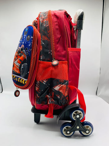 3-in-1 Biker Theme Kids Trolley School Backpack Combo
