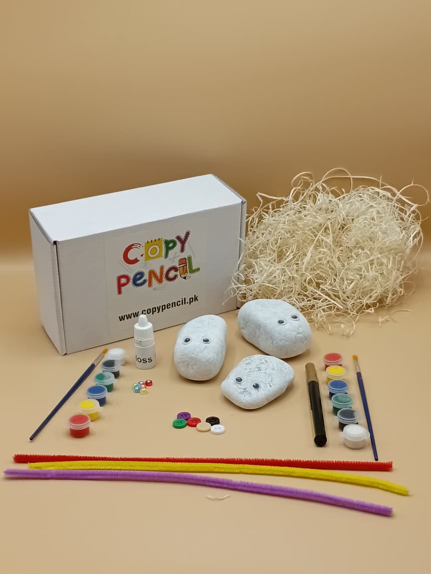 Paintable Stone Art Kit for Kids – Creative Rock Painting Craft Set with Colors, Brushes & Decorations