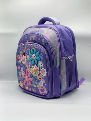 BASHLY Girls Doodle Theme Backpack 16 inch– Cute Kids School & Travel Bag