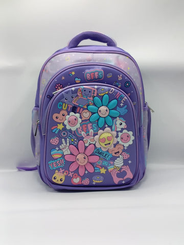 BASHLY Girls Doodle Theme Backpack 16 inch– Cute Kids School & Travel Bag