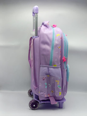 3-in-1 Butterfly Detachable Trolley Bag Set for Girls – Trolley School Bag, Lunch Bag & Pencil Case