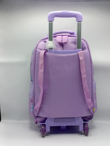 3-in-1 Butterfly Detachable Trolley Bag Set for Girls – Trolley School Bag, Lunch Bag & Pencil Case