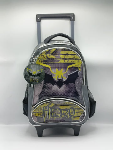 3-in-1 Graffiti Batman Trolley Bag Set for Kids – Rolling School Bag, Lunch Bag & Pencil Case