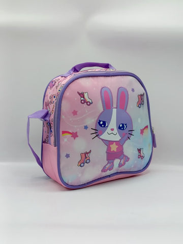 3-in-1 Star Bunny Detachable Trolley Bag Set for Girls – Rolling School Bag, Lunch Bag & Pencil Case