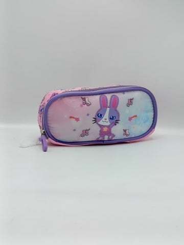 3-in-1 Star Bunny Detachable Trolley Bag Set for Girls – Rolling School Bag, Lunch Bag & Pencil Case