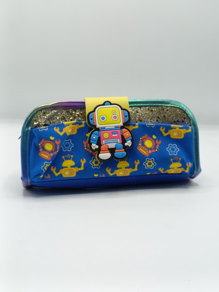 Robot Theme 3-Pocket Pencil Pouch for Boys – Kids School Pencil Case