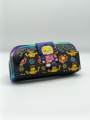 Robot Theme 3-Pocket Pencil Pouch for Boys – Kids School Pencil Case