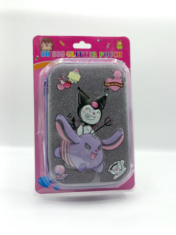 Shinny Glitter Kuromi Theme Large Stationery Pouch for Girls – Sparkly & Spacious Pencil Case