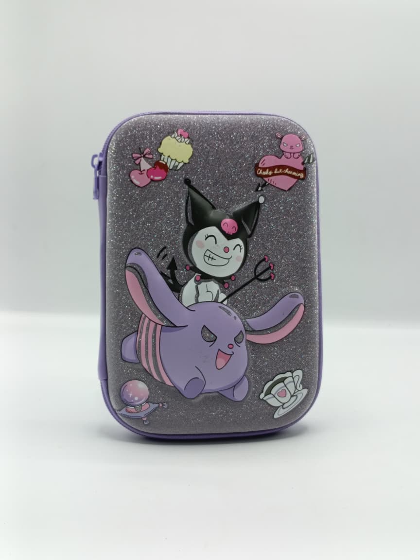 Shinny Glitter Kuromi Theme Large Stationery Pouch for Girls – Sparkly & Spacious Pencil Case