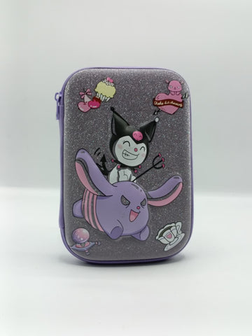 Shinny Glitter Kuromi Theme Large Stationery Pouch for Girls – Sparkly & Spacious Pencil Case