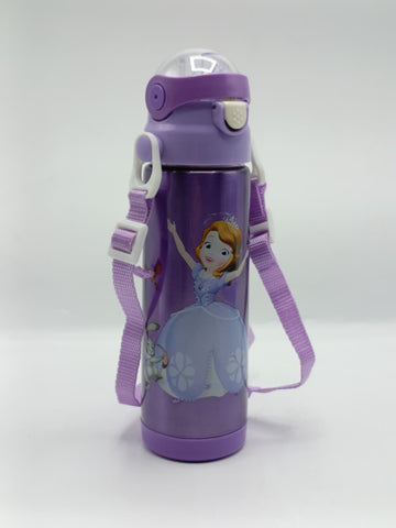 500ml Princess Sofia Theme Stainless Steel Water Bottle for Kids – Sipper with Lock, Airtight Cap & Detachable Strap
