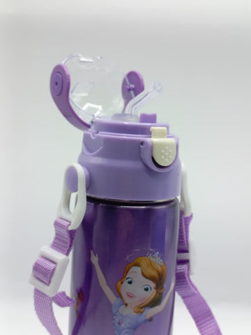 500ml Princess Sofia Theme Stainless Steel Water Bottle for Kids – Sipper with Lock, Airtight Cap & Detachable Strap