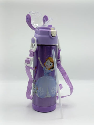 500ml Princess Sofia Theme Stainless Steel Water Bottle for Kids – Sipper with Lock, Airtight Cap & Detachable Strap