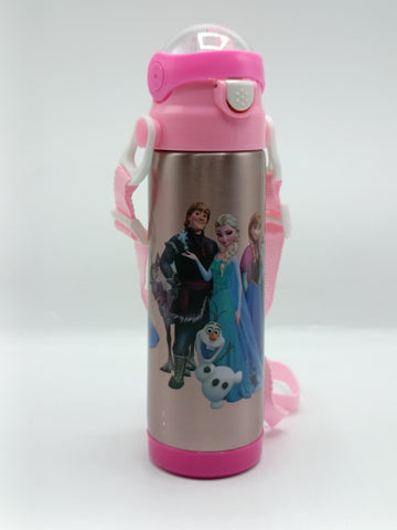 500ml Frozen Theme Stainless Steel Water Bottle for Kids – Sipper with Lock, Airtight Cap & Detachable Strap