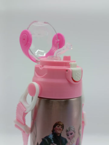 500ml Frozen Theme Stainless Steel Water Bottle for Kids – Sipper with Lock, Airtight Cap & Detachable Strap