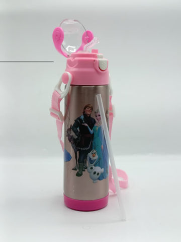 500ml Frozen Theme Stainless Steel Water Bottle for Kids – Sipper with Lock, Airtight Cap & Detachable Strap