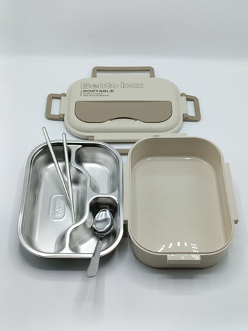 2000ml Bento Box Lunch Box – Stainless Steel Compartment Food Container with Spoon & Chopsticks