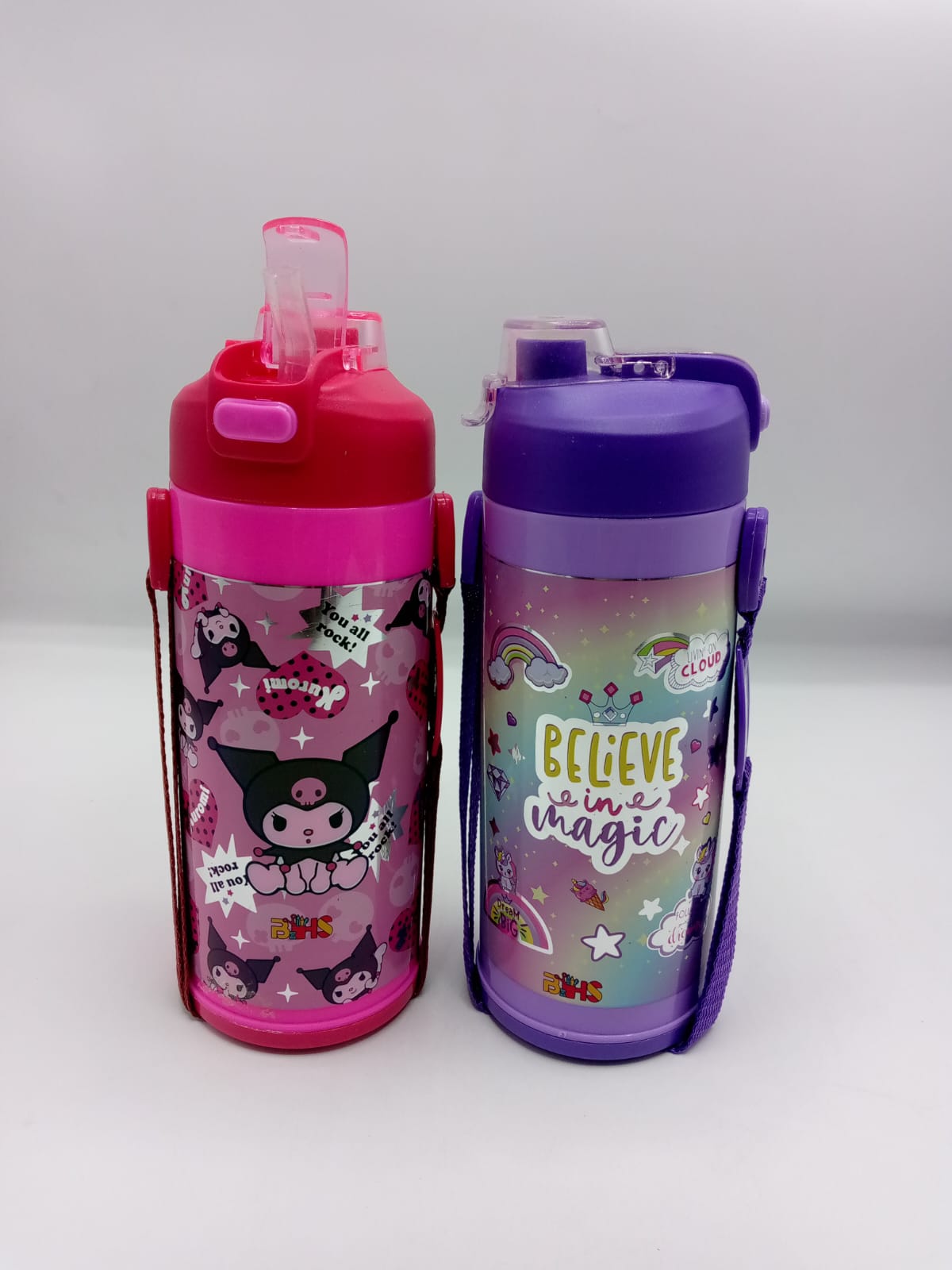 Kids Water Bottle with Carry Strap – Kuromi & Unicorn Design