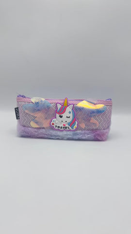 Purple Unicorn Pencil Pouch with Soft Plush Design