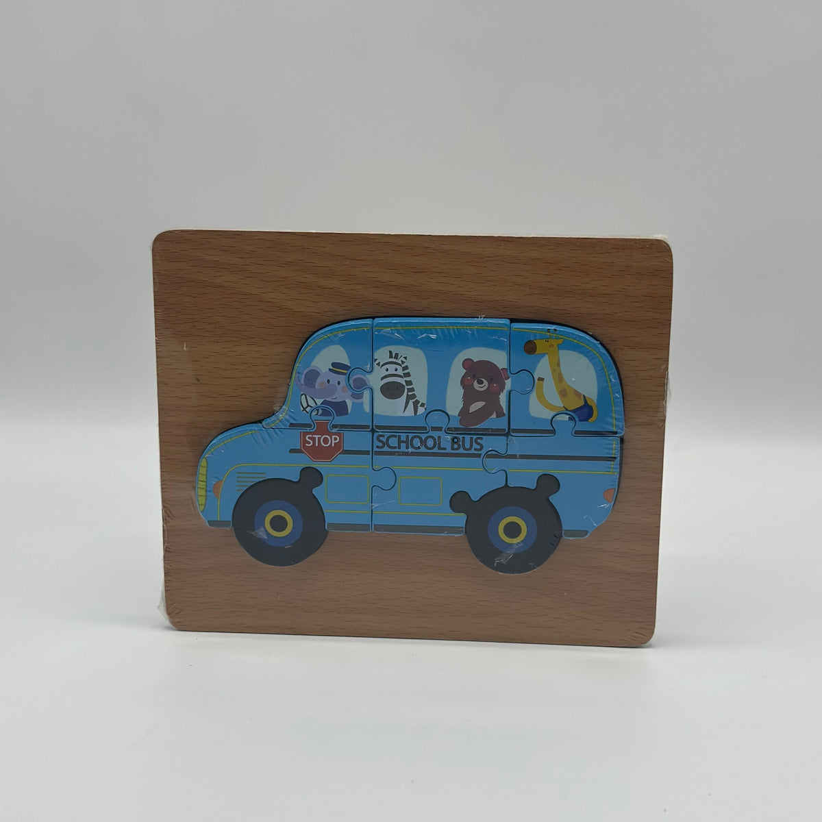 Blue School Bus Shaped Puzzle For Kids