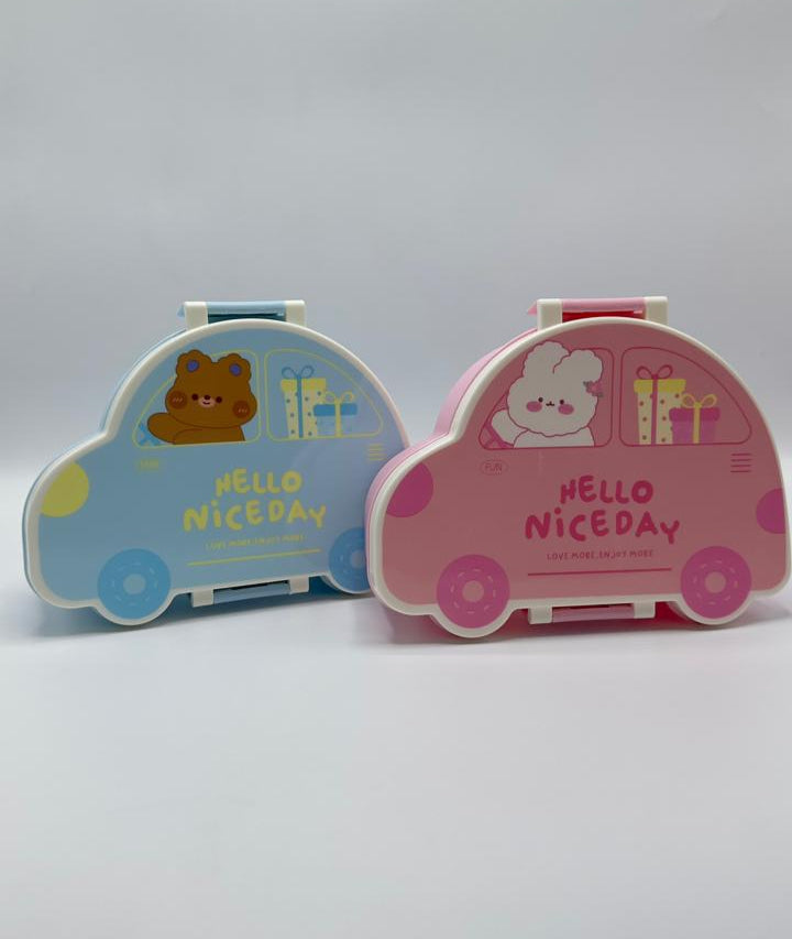 Pink Car-Shaped Lunch Box for Kids