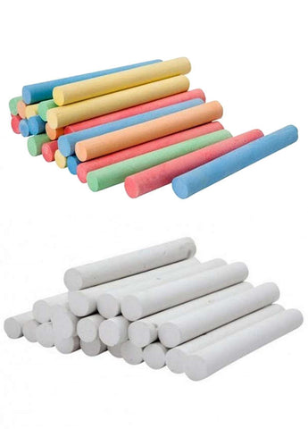 PAK Chalks Box Of  50 Pcs Dustless Washable Chalk In White & Mix Colors For Chalkboards & Sidewalk